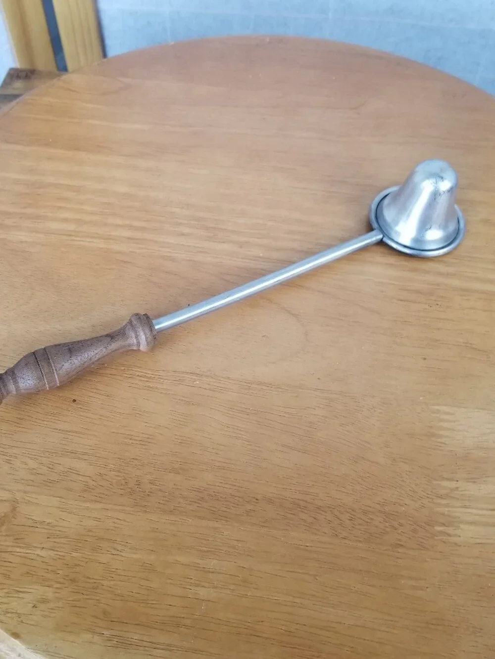 Vintage Wood and Pewter Candle Snuffer 10